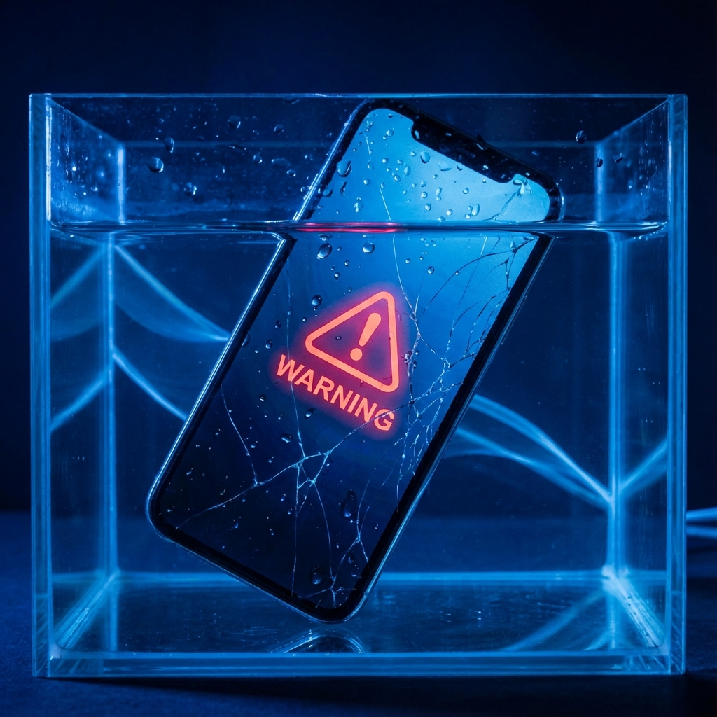 Celular que caiu na água sendo analisado na ClickCell em Uberlândia